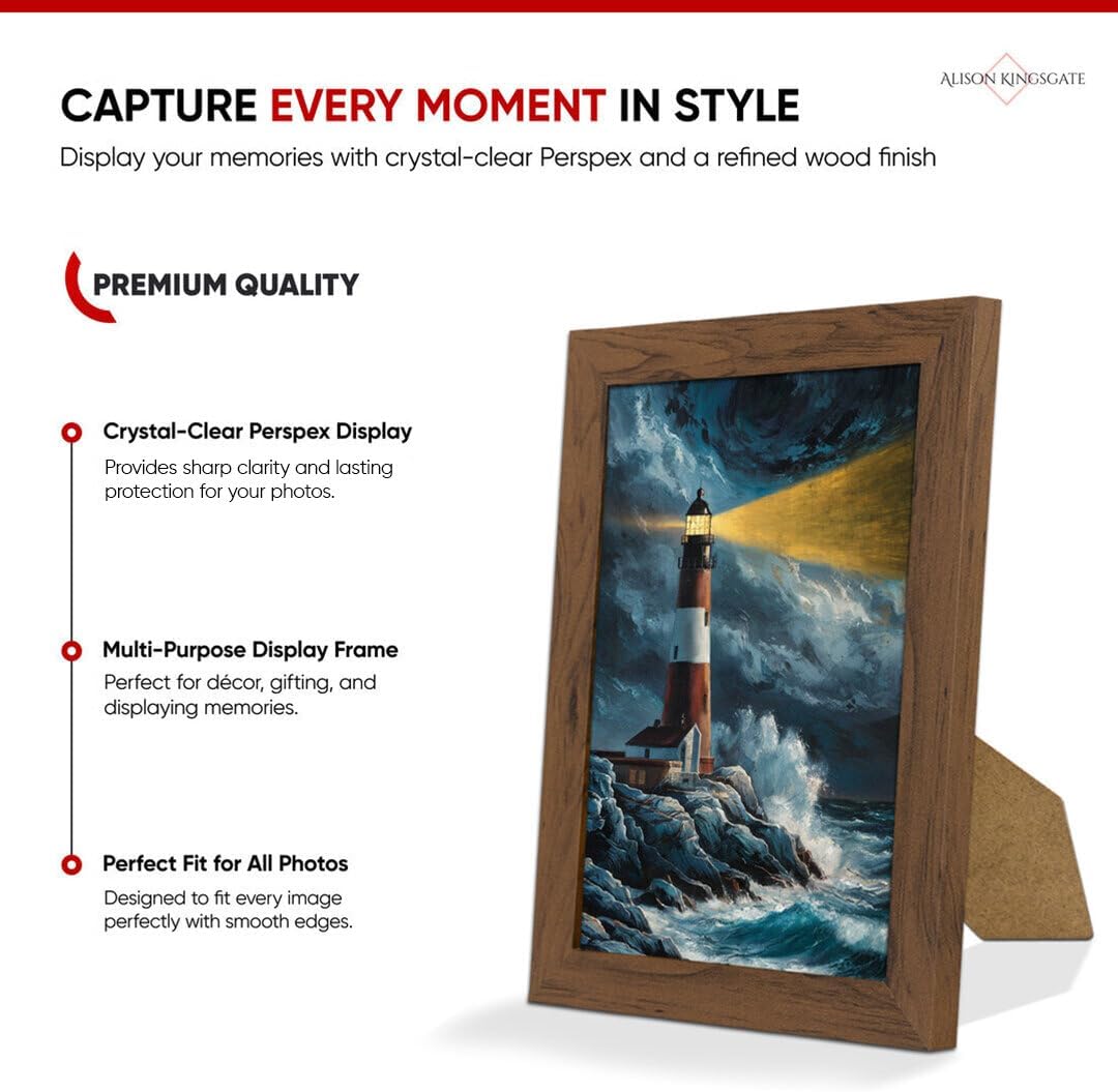 Alison Kingsgate Modern Black Picture Frame for Photos & Posters - 100X70CM | Engineered Wood, Shatterproof Perspex Front, Ideal for Wall Art Display, Documents, Certificate & Home Décor