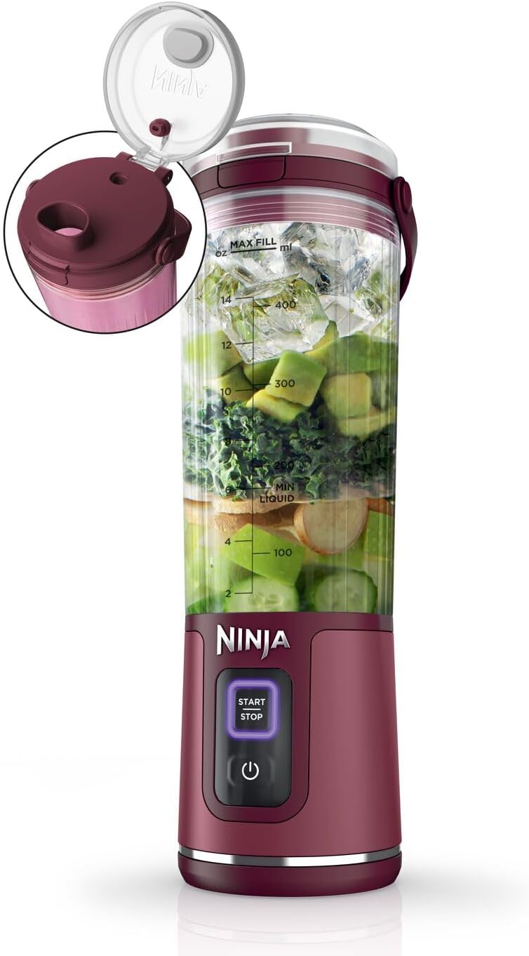 Ninja Blast Portable Blender, 530ml, Leakproof Lid & Sip Spout, Powerful Cordless Mini Blender, Rechargeable, Portable Smoothies, Protein Shakes, Blends Ice & Frozen Fruit, Forest Green, BC151UKEM