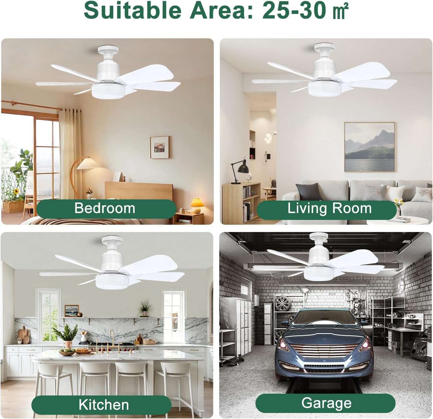 Ceiling Fan with Lights and Remote 2026 New Ceiling Fans LED 40W 3 Speeds Modern Fan Light Dimmable 3 Color Light Bulb Fan for Bedroom, Living Room, Closet, Garage, Kitchen(White)
