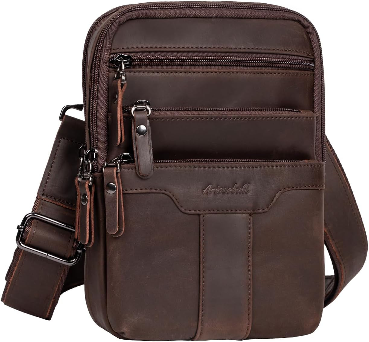 Ariscobull Men's Genuine Leather Messenger Sling Bag