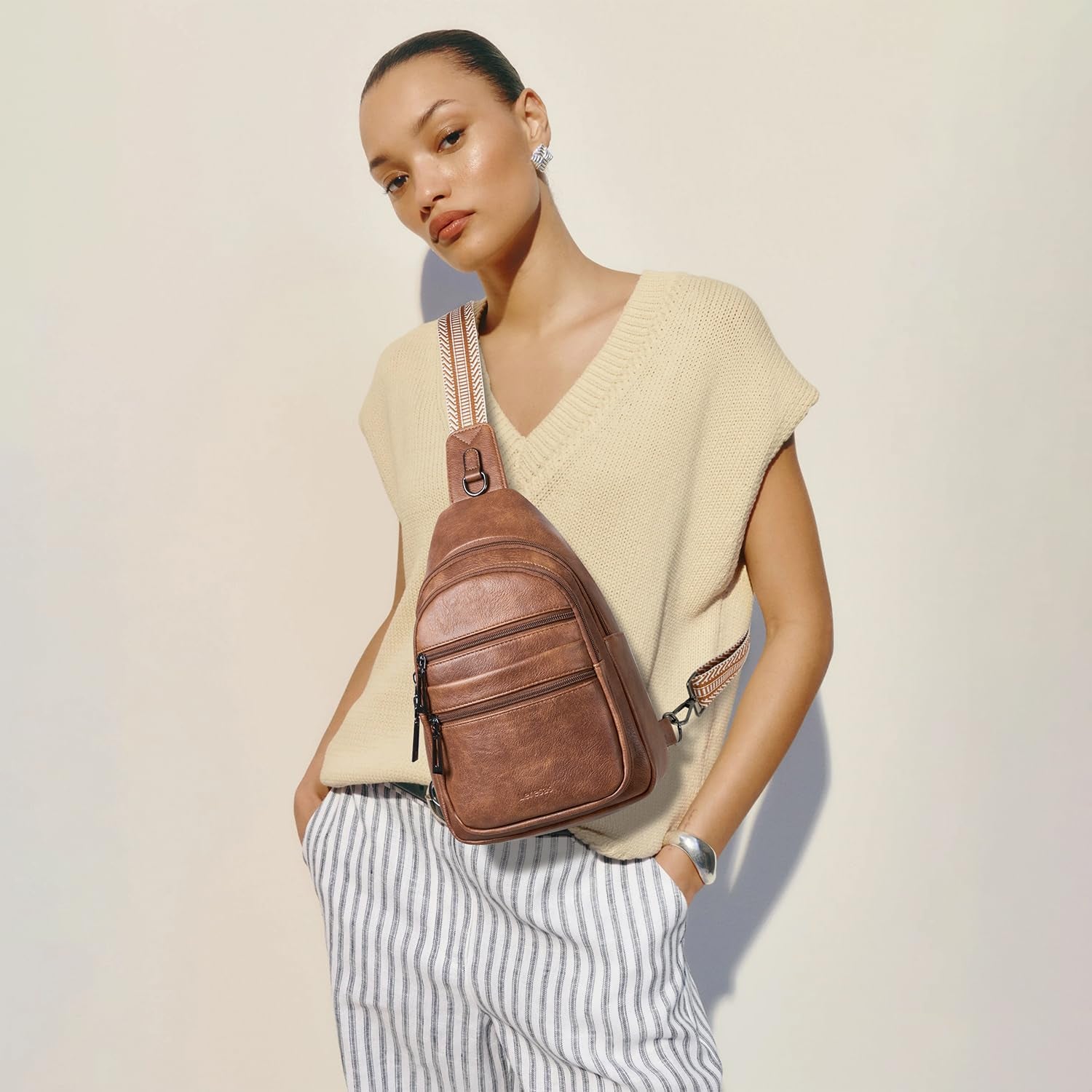 Leresas Women's Vegan Leather Sling Crossbody Bag in Bbw