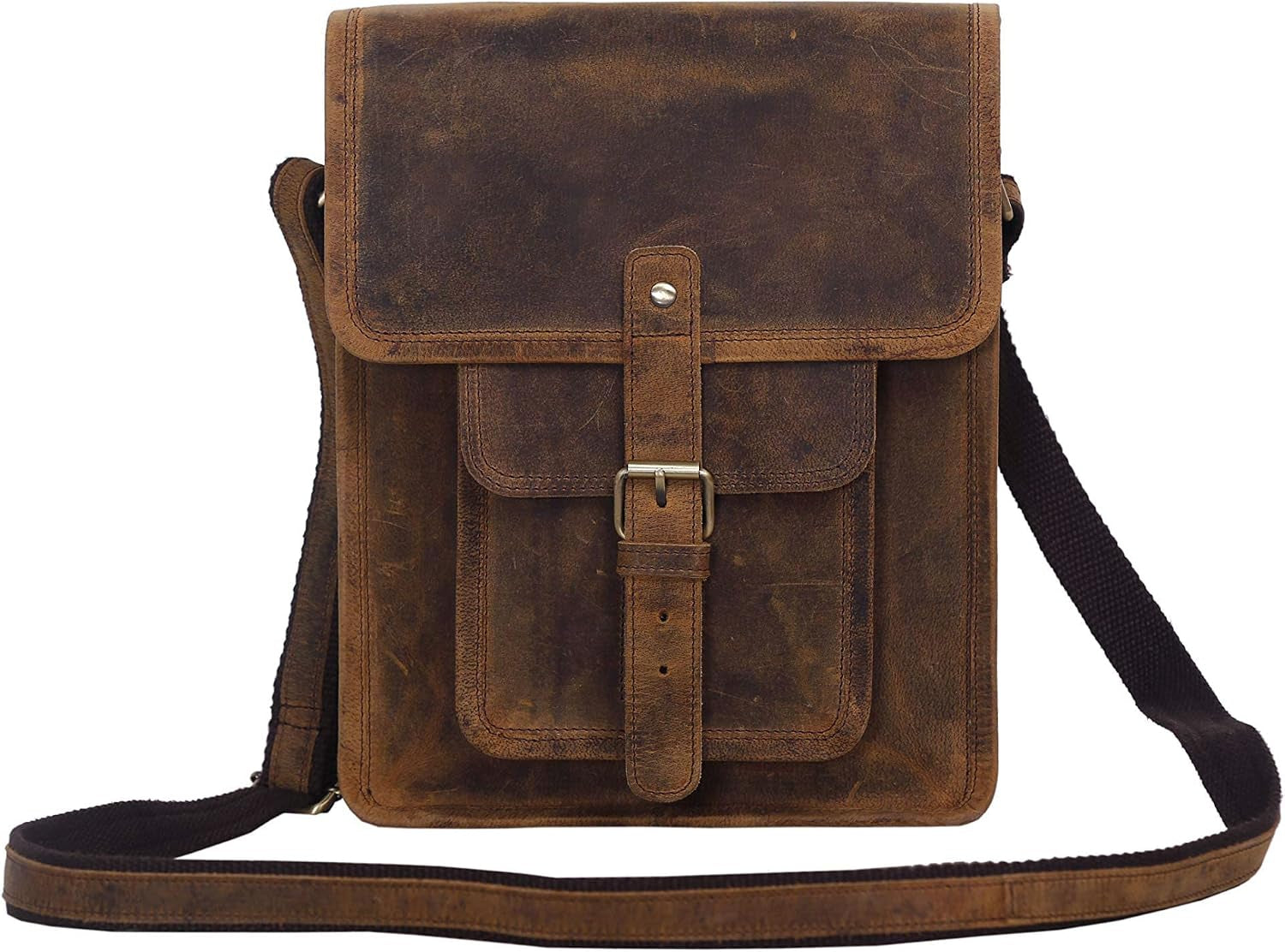 KomalC Full-Grain Leather 11-Inch Messenger Bag