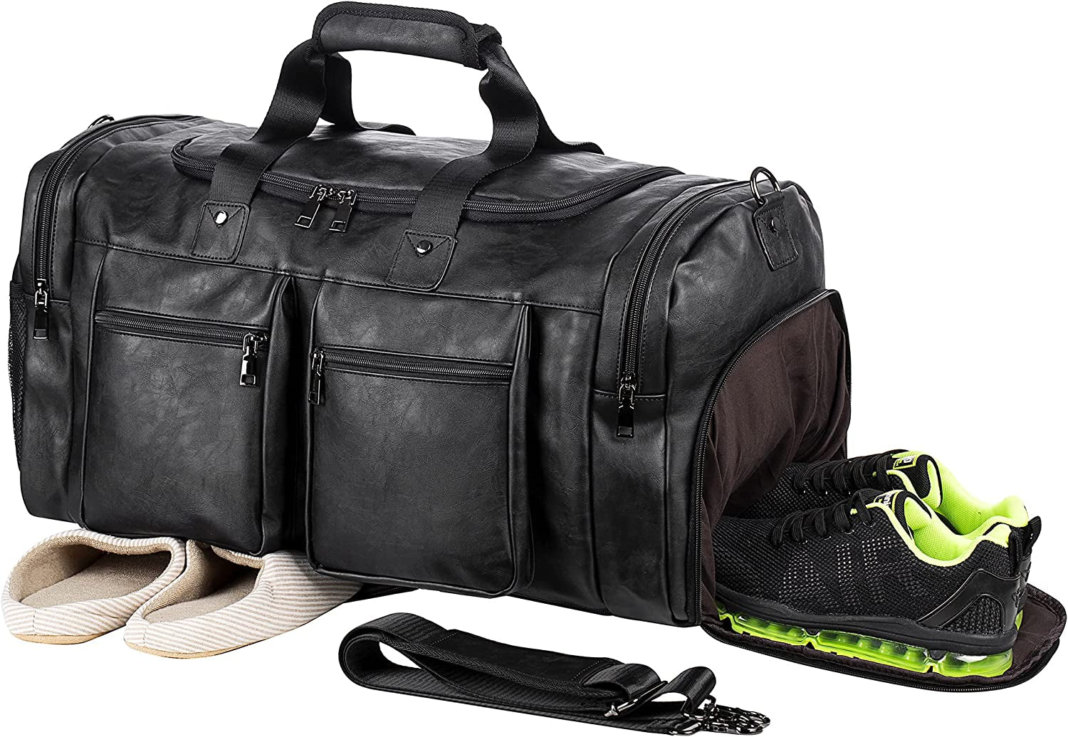 seyfocnia 52L PU Leather Weekender Duffel Bag