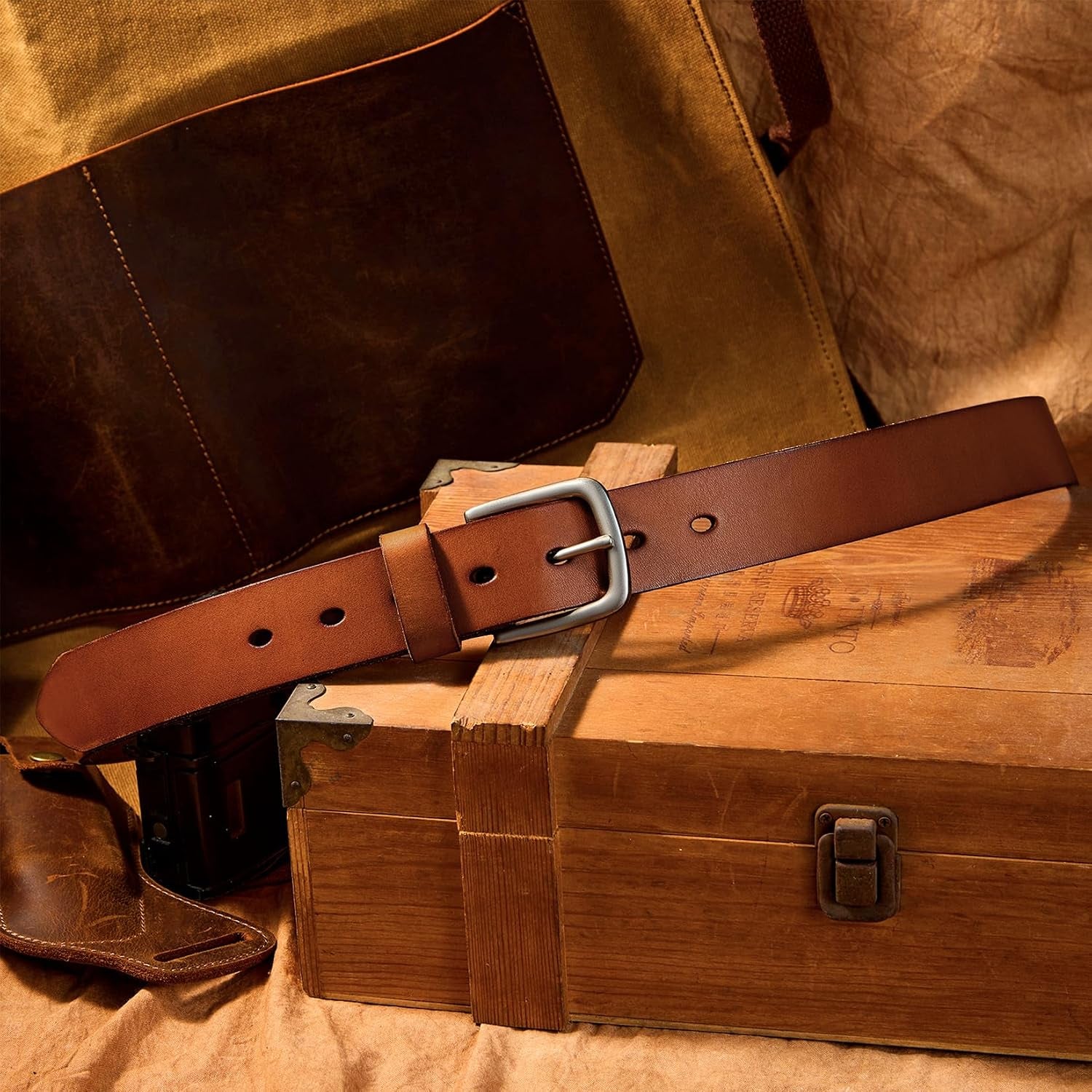 VATAN Men's Handmade Full-Grain Leather Belt – 35mm in A-Tan