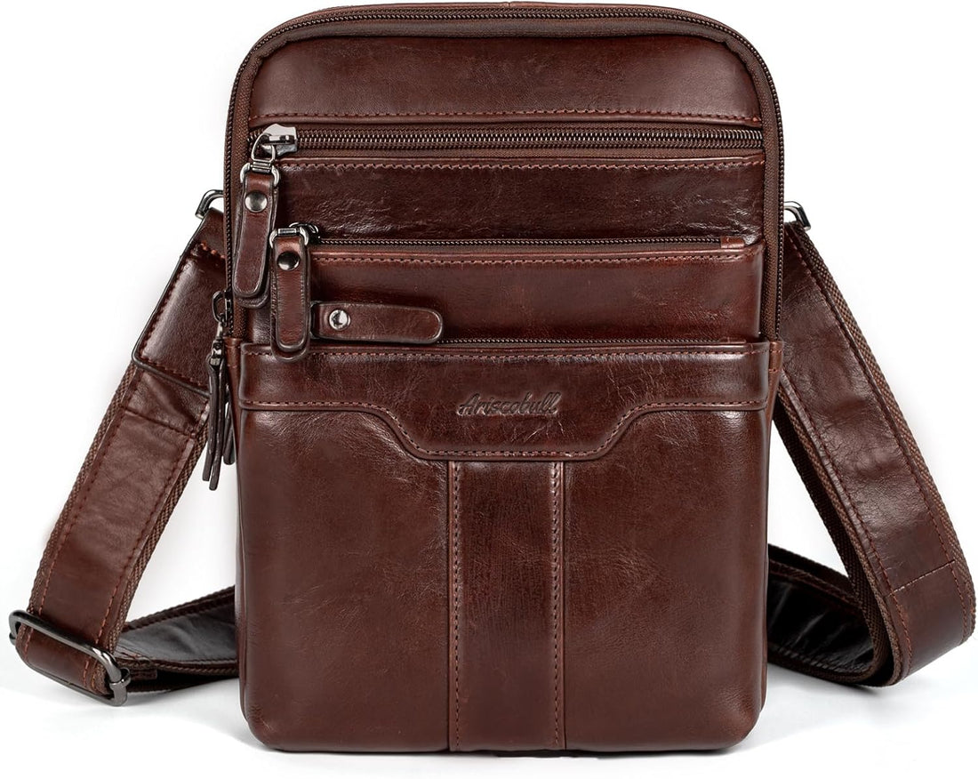 Ariscobull Men's Genuine Leather Messenger Sling Bag in Brown
