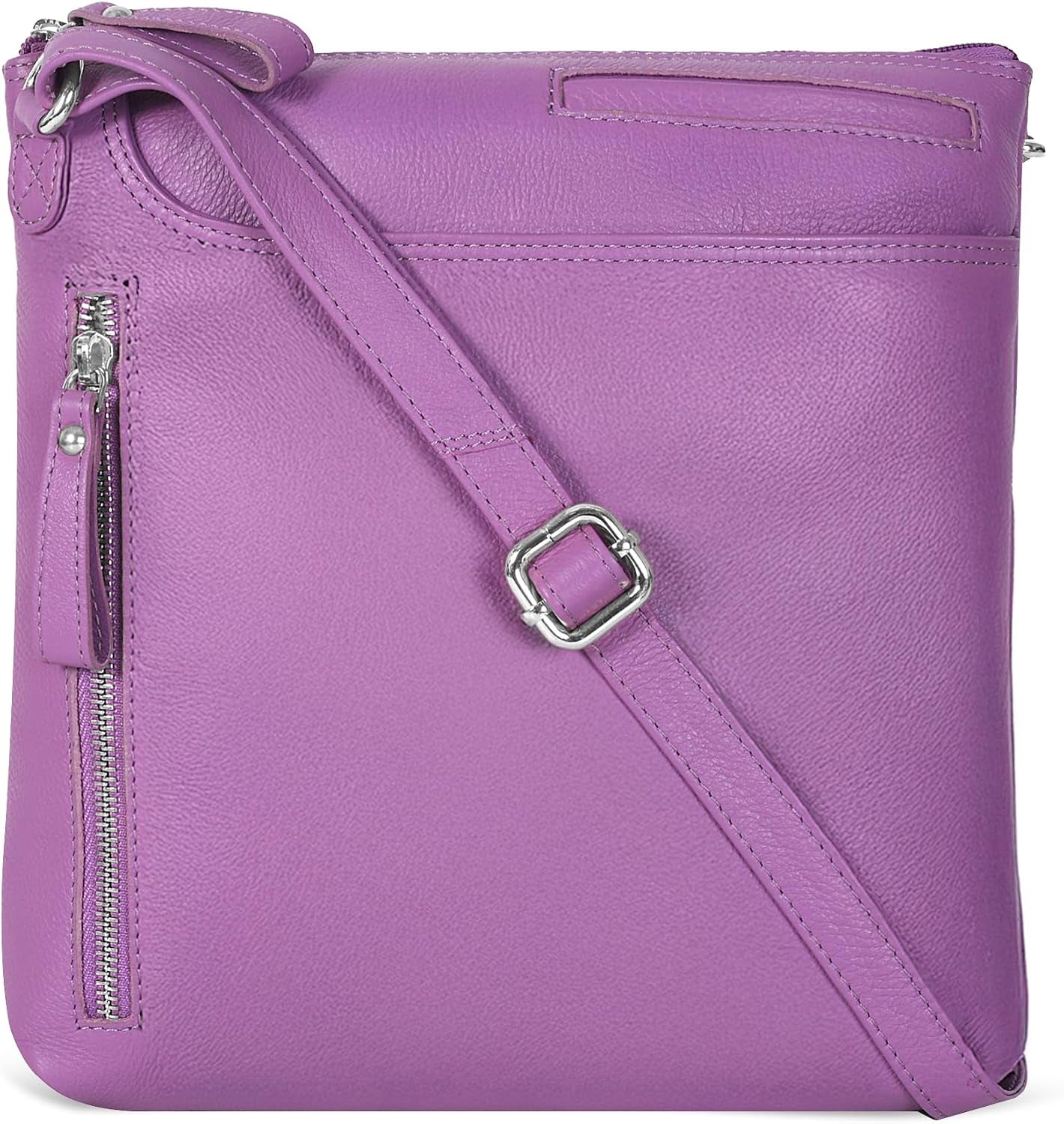 Oak Leathers Women's Genuine Leather Crossbody Bag in Black/Jersy