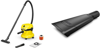 KÄRCHER Wet and Dry Vacuum Cleaner WD 2 Plus, blowing function, power: 1000w, incl. cartridge filter, floor and crevice nozzle, Yellow, plastic container: 12 l, suction hose: 1.8 m