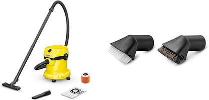 KÄRCHER Wet and Dry Vacuum Cleaner WD 2 Plus, blowing function, power: 1000w, incl. cartridge filter, floor and crevice nozzle, Yellow, plastic container: 12 l, suction hose: 1.8 m