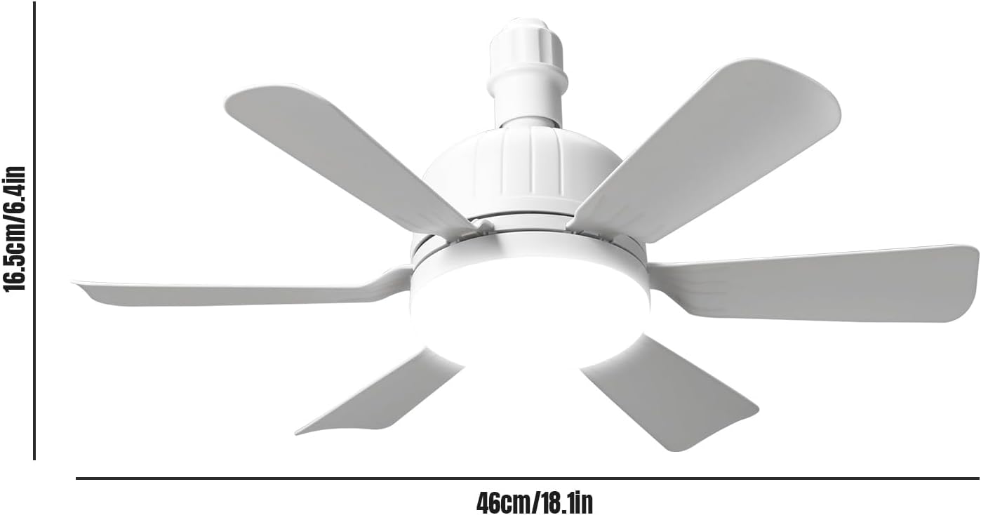 46cm Ceiling Fan Light Bulb Bayonet Fitting, Ceilings Fans with Light & Remote Control, Ceiling Fans Lights Dimmable, E27/B22 Ceilings Lamp with 3 Speeds & 3 Color Temperatures (White-B22)