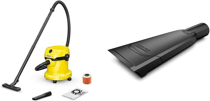 KÄRCHER Wet and Dry Vacuum Cleaner WD 2 Plus, blowing function, power: 1000w, incl. cartridge filter, floor and crevice nozzle, Yellow, plastic container: 12 l, suction hose: 1.8 m