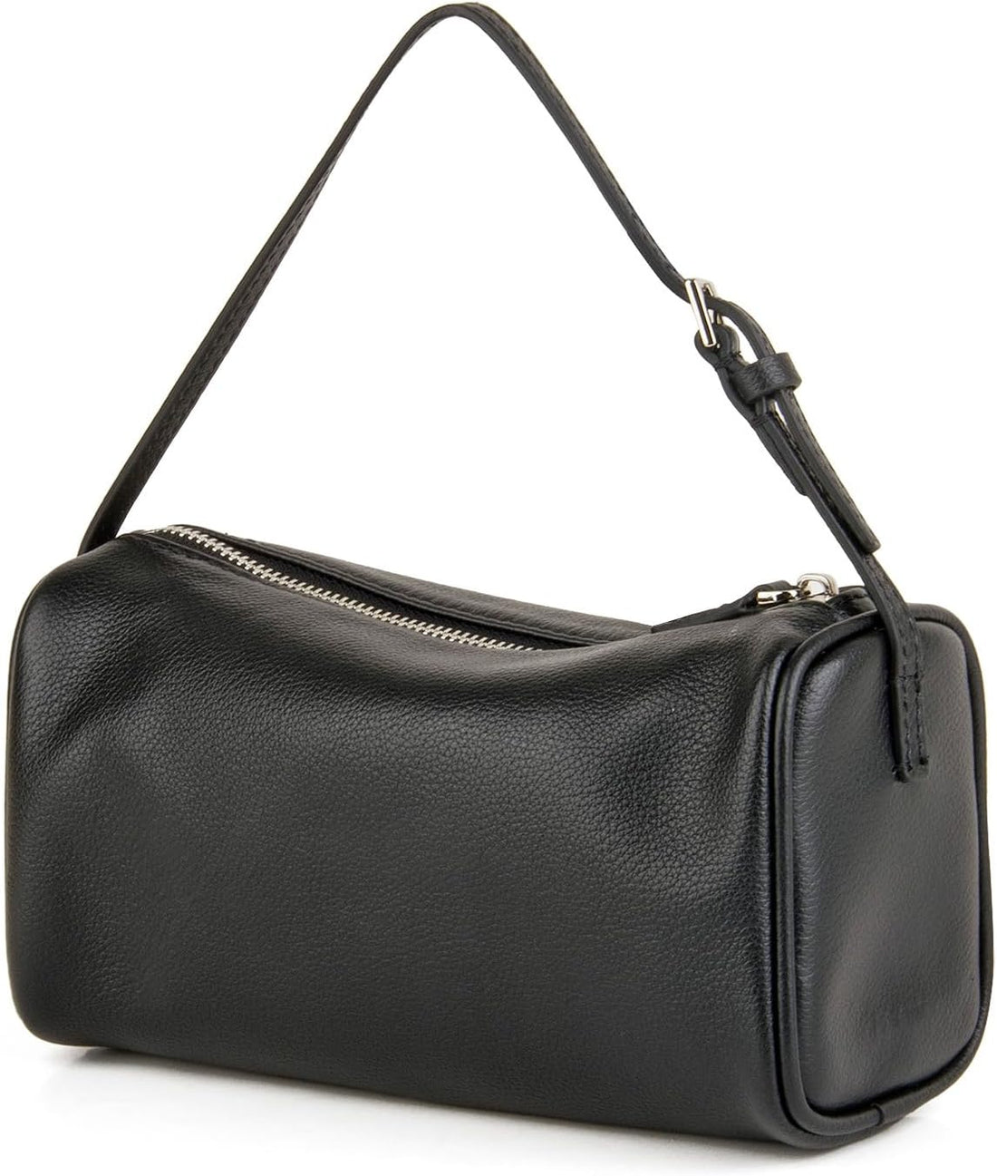 DONNAIN Women's Full-Grain Leather Hobo Crossbody Bag in Black