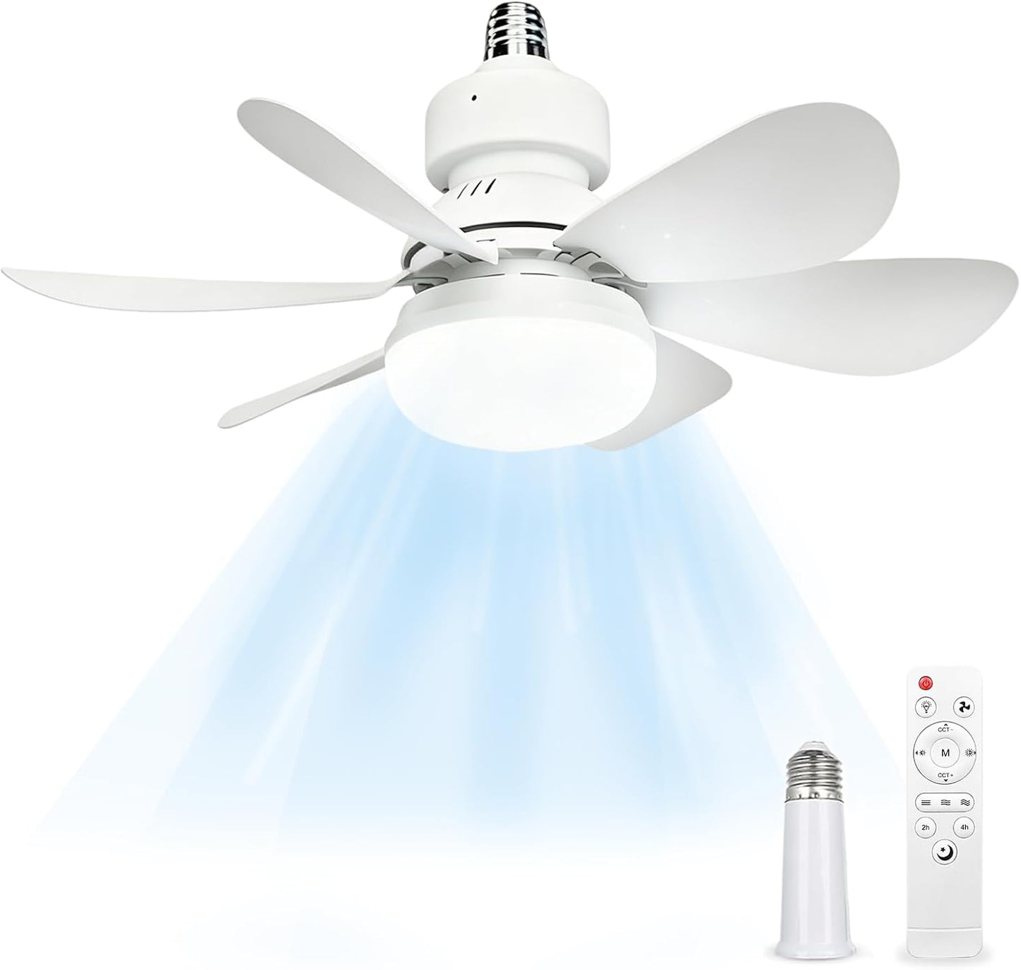 52CM Ceiling Fans with Lights and Remote Control, 40W E27 Screw-In Light Bulb Fan with 3 Speeds & 3 Color, Timer Function, Dimmable 3000K-6500K, Ceiling Fan Light for Bedroom, Living Room, Kitchen