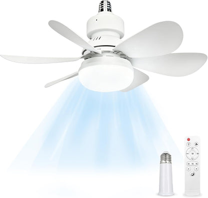 52CM Ceiling Fans with Lights and Remote Control, 40W E27 Screw-In Light Bulb Fan with 3 Speeds & 3 Color, Timer Function, Dimmable 3000K-6500K, Ceiling Fan Light for Bedroom, Living Room, Kitchen