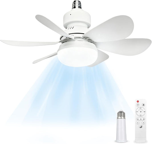 52CM Ceiling Fans with Lights and Remote Control, 40W E27 Screw-In Light Bulb Fan with 3 Speeds & 3 Color, Timer Function, Dimmable 3000K-6500K, Ceiling Fan Light for Bedroom, Living Room, Kitchen