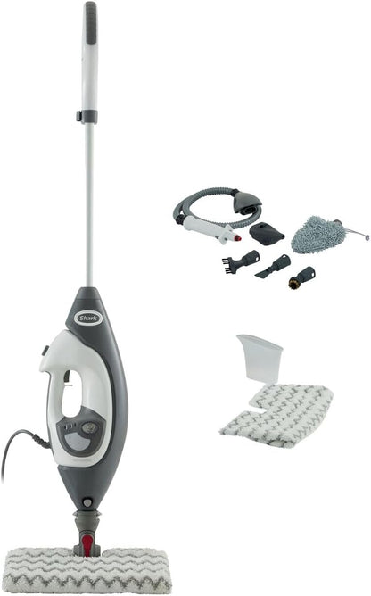 Shark SteamSpot with Steam Blaster Technology for Hard Floors, Lightweight steam mop Chemical-Free Cleaning, Removable water tank, Inc. 2x machine-washable Dirt Grip pads, White & Poly Copper S2001UK