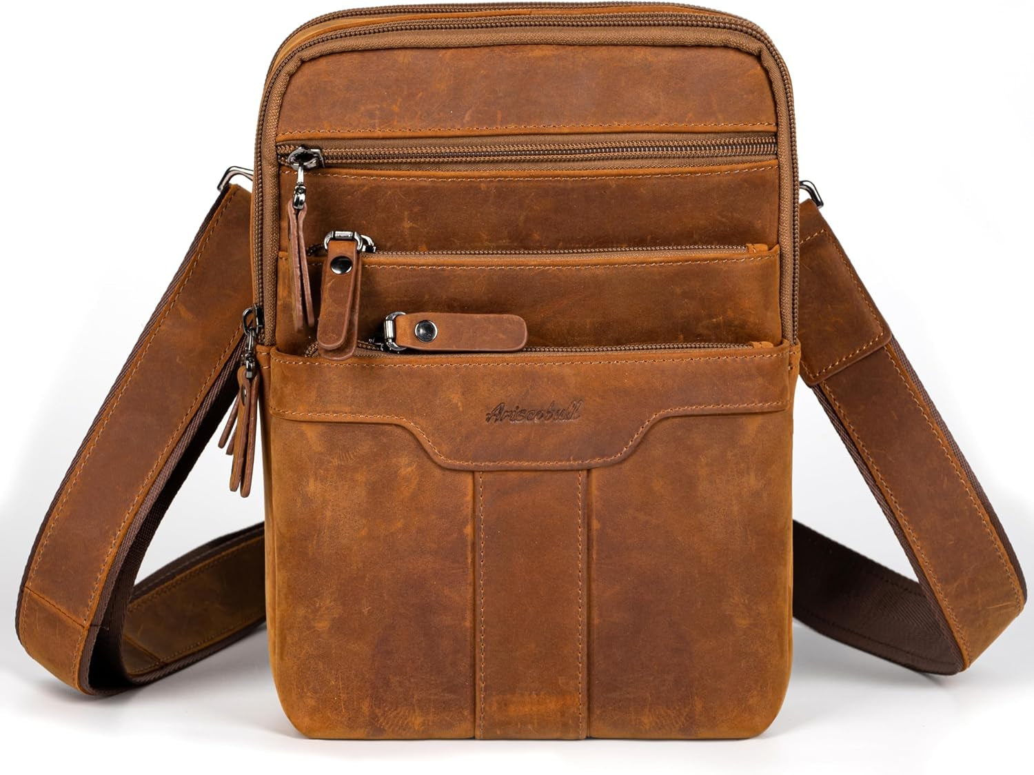 Ariscobull Men's Genuine Leather Messenger Sling Bag
