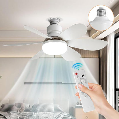 52CM Ceiling Fans with Lights and Remote Control, 40W E27 Screw-In Light Bulb Fan with 3 Speeds & 3 Color, Timer Function, Dimmable 3000K-6500K, Ceiling Fan Light for Bedroom, Living Room, Kitchen