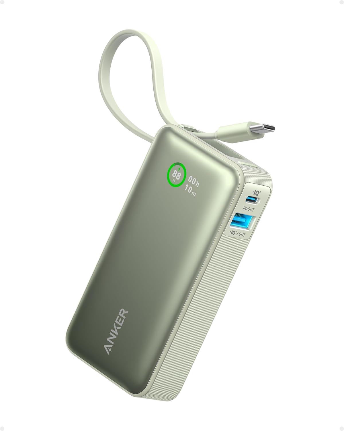 Anker Nano 10,000mAh Power Bank – 30W with Built-In USB-C Cable