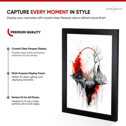Alison Kingsgate Modern Black Picture Frame for Photos & Posters - 100X70CM | Engineered Wood, Shatterproof Perspex Front, Ideal for Wall Art Display, Documents, Certificate & Home Décor