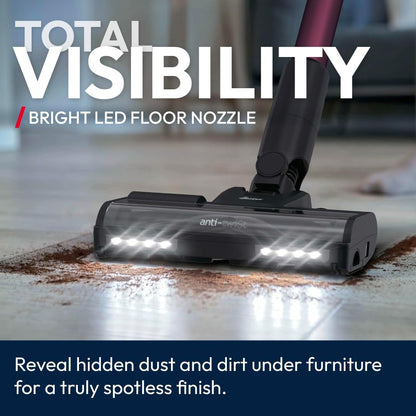 Hoover HF1 Max Cordless Vacuum Cleaner with Anti-Hair Wrap, 50 Min Runtime, 200W Motor, 3-Speed Modes, LED Headlights, Converts to Handheld, Bagless & Easy-Empty [HF1M10H]