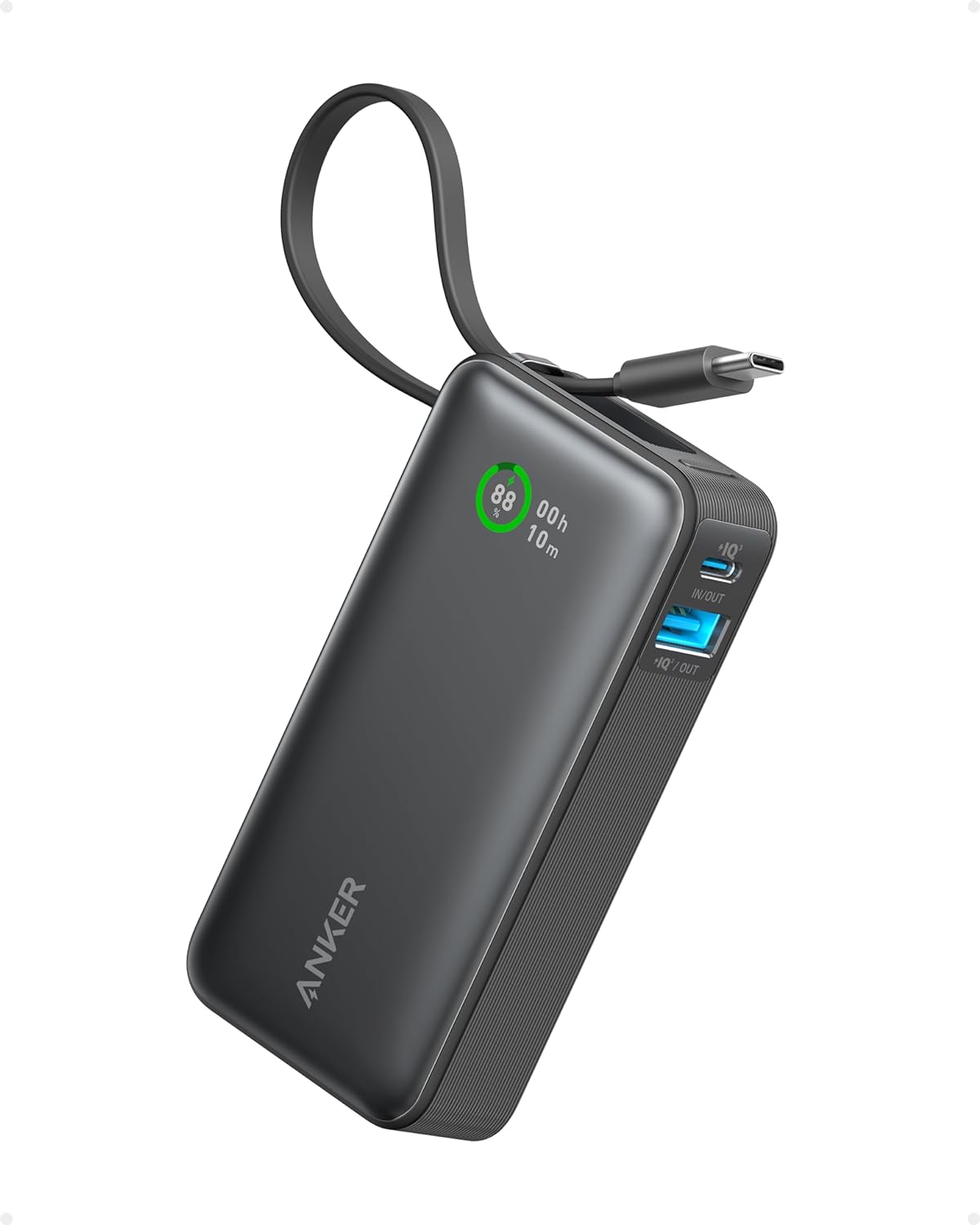 Anker Nano 10,000mAh Power Bank – 30W with Built-In USB-C Cable