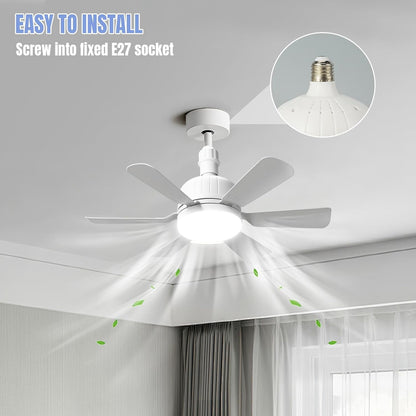 46cm Ceiling Fan Light Bulb Bayonet Fitting, Ceilings Fans with Light & Remote Control, Ceiling Fans Lights Dimmable, E27/B22 Ceilings Lamp with 3 Speeds & 3 Color Temperatures (White-B22)