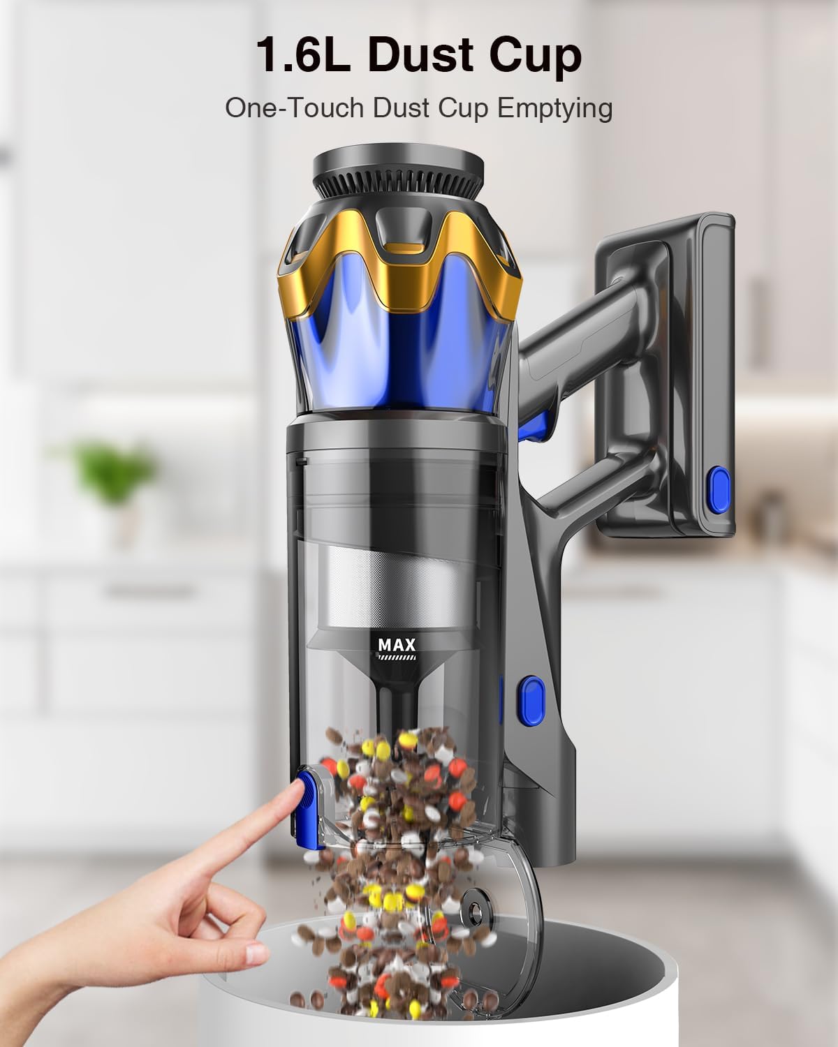 600W 50kPa 70Mins Cordless Vacuum Cleaner, 1.8L Self-Standing Anti-Tangle Vacuum cleaners for Home with OLED Touch Screen, Wall-Mounted Charging, for Pet Carpet Car Hardwood Floor