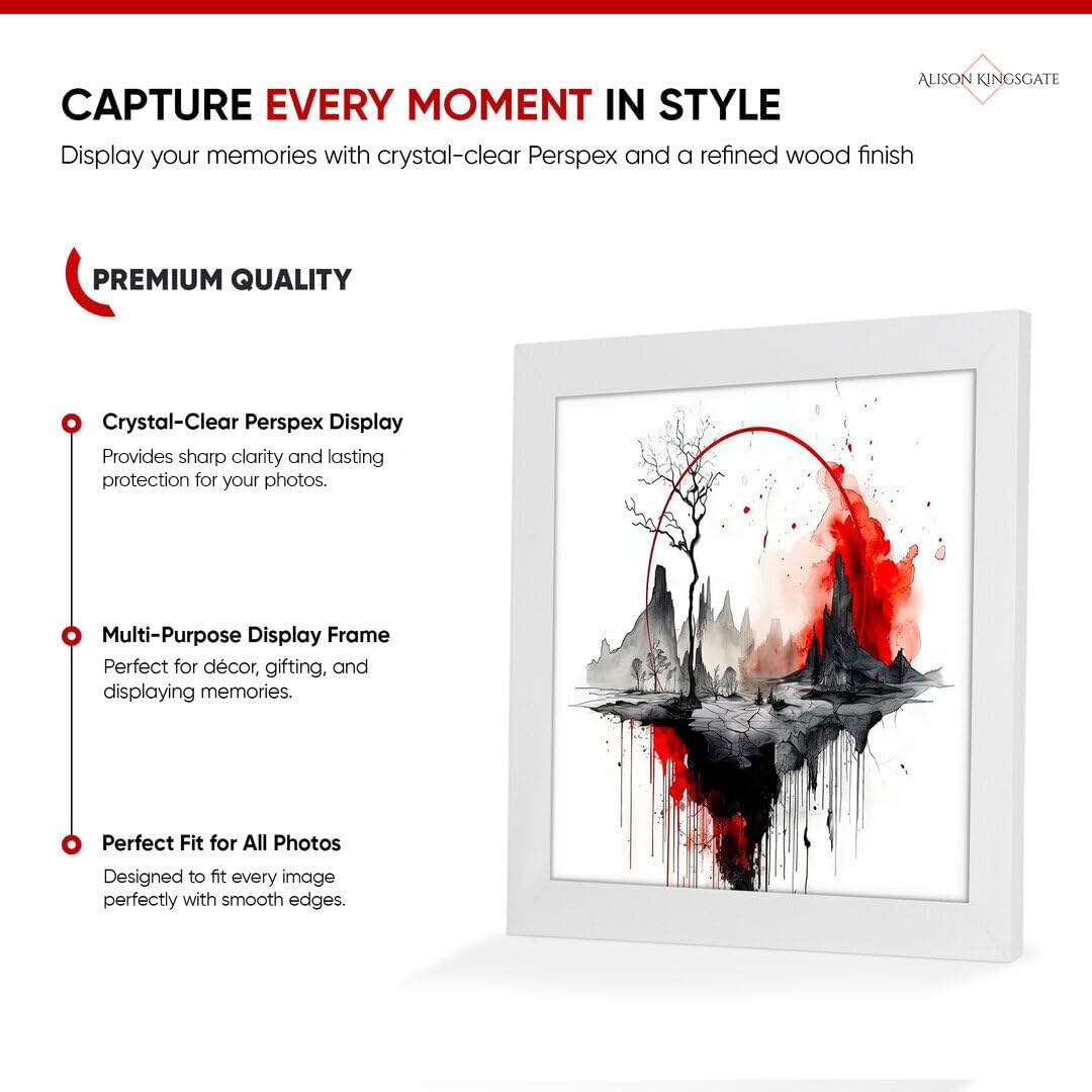 Alison Kingsgate Modern Black Picture Frame for Photos & Posters - 100X70CM | Engineered Wood, Shatterproof Perspex Front, Ideal for Wall Art Display, Documents, Certificate & Home Décor