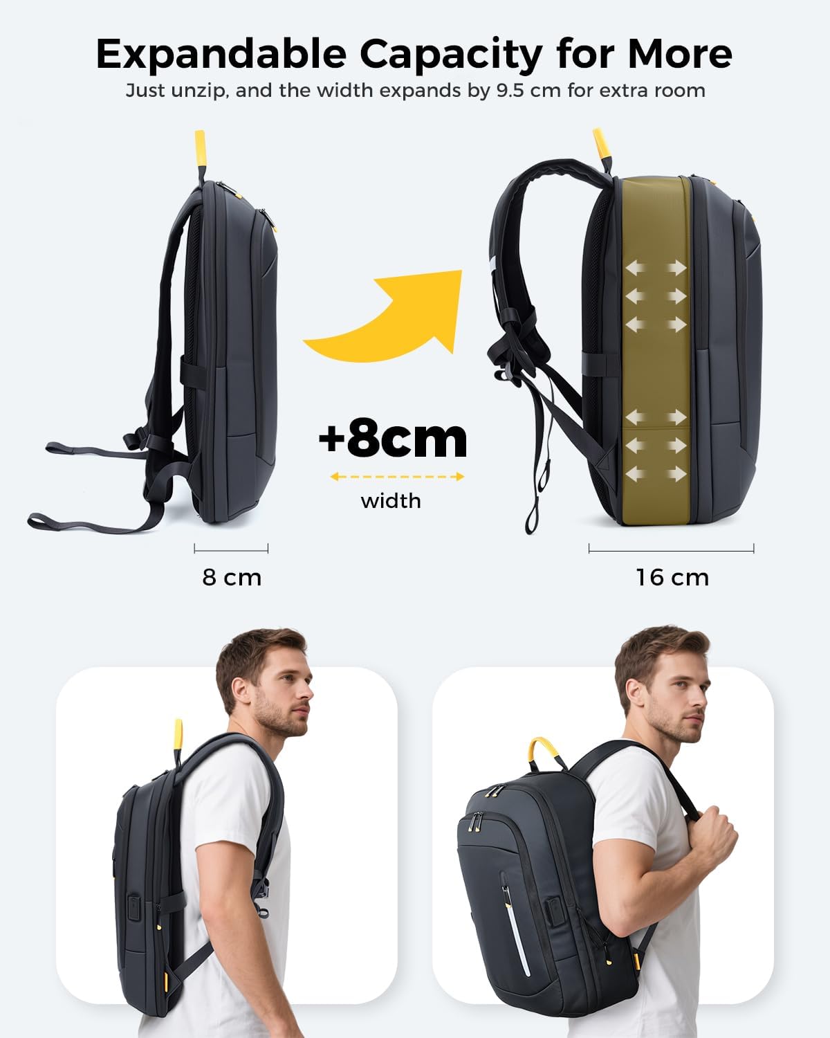 Expandable Laptop Backpack – USB Charging & Travel Design