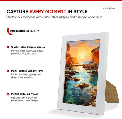 Alison Kingsgate Modern Black Picture Frame for Photos & Posters - 100X70CM | Engineered Wood, Shatterproof Perspex Front, Ideal for Wall Art Display, Documents, Certificate & Home Décor