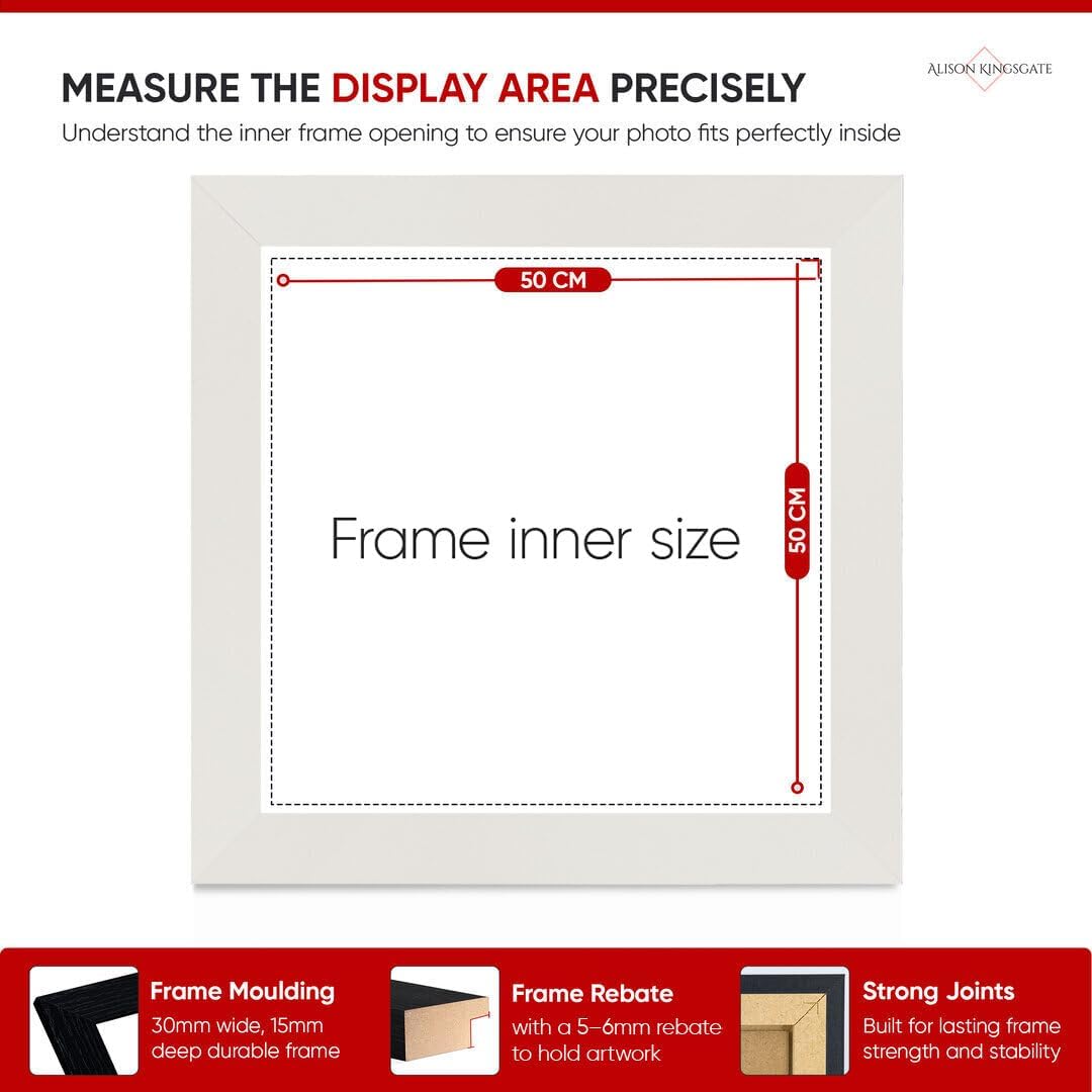 Alison Kingsgate Modern Black Picture Frame for Photos & Posters - 100X70CM | Engineered Wood, Shatterproof Perspex Front, Ideal for Wall Art Display, Documents, Certificate & Home Décor