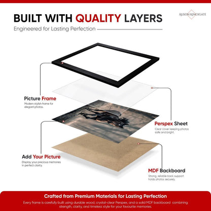 Alison Kingsgate Modern Black Picture Frame for Photos & Posters - 100X70CM | Engineered Wood, Shatterproof Perspex Front, Ideal for Wall Art Display, Documents, Certificate & Home Décor