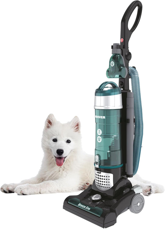 Hoover Breeze EVO Pets Upright Vacuum Cleaner, 850w Lightweight Corded Bagless Pet Hair Vacuum, 3L Bin, 4.5m Hose, Pet Tool, Long Reach for Carpets Hard Floors Stairs [TH31B002001]