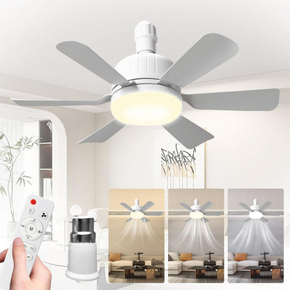 46cm Ceiling Fan Light Bulb Bayonet Fitting, Ceilings Fans with Light & Remote Control, Ceiling Fans Lights Dimmable, E27/B22 Ceilings Lamp with 3 Speeds & 3 Color Temperatures (White-B22)