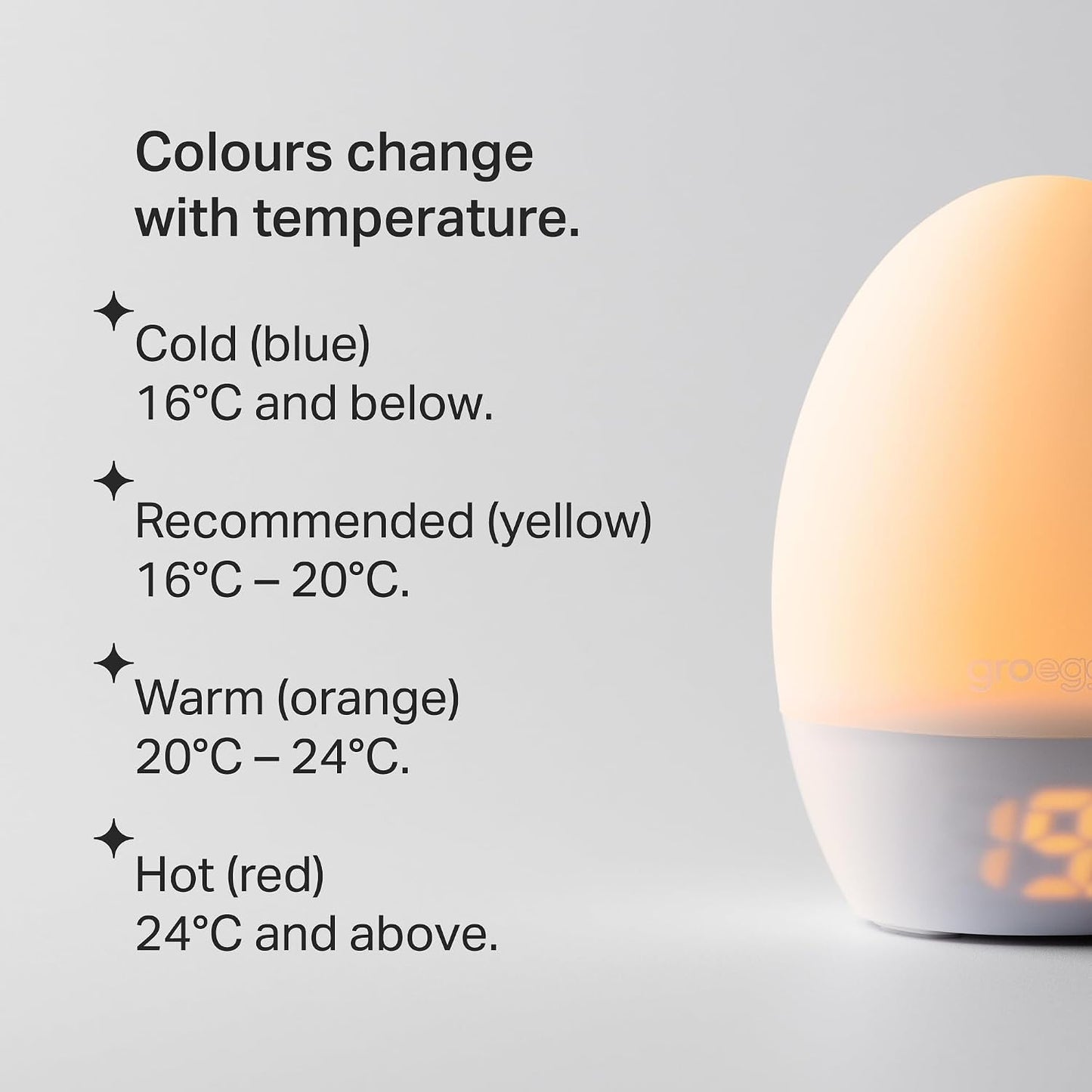 Tommee Tippee GroEgg2, Toddler Nightlight, LED Colour-Changing with Digital Room Temperature Display for Safer Sleep, Adjustable Brightness, Silicone Shell, USB Rechargeable