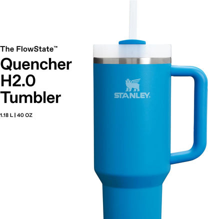 STANLEY 1913 Quencher H2.0 Flowstate Tumbler 1.2L - Cold for 11 Hours - Iced for 48 Hours - Metal Water Bottle with Straw, Handle and Lid - Dishwasher Safe - Travel Mug for Cold Drinks - Azure | Cold For 11 Hours - Iced For 48 Hours - Stainless Steel Tumb