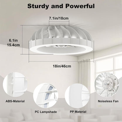 Ateroll Ceiling Fans with Lights, 46CM RGB Fan Ceiling Lights with Remote Control, 6 Speeds Quiet Fan with Timer and Memory, 3000K-6500K Dimmable LED Modern Fan Light for Bedroom Kitchen Living Room