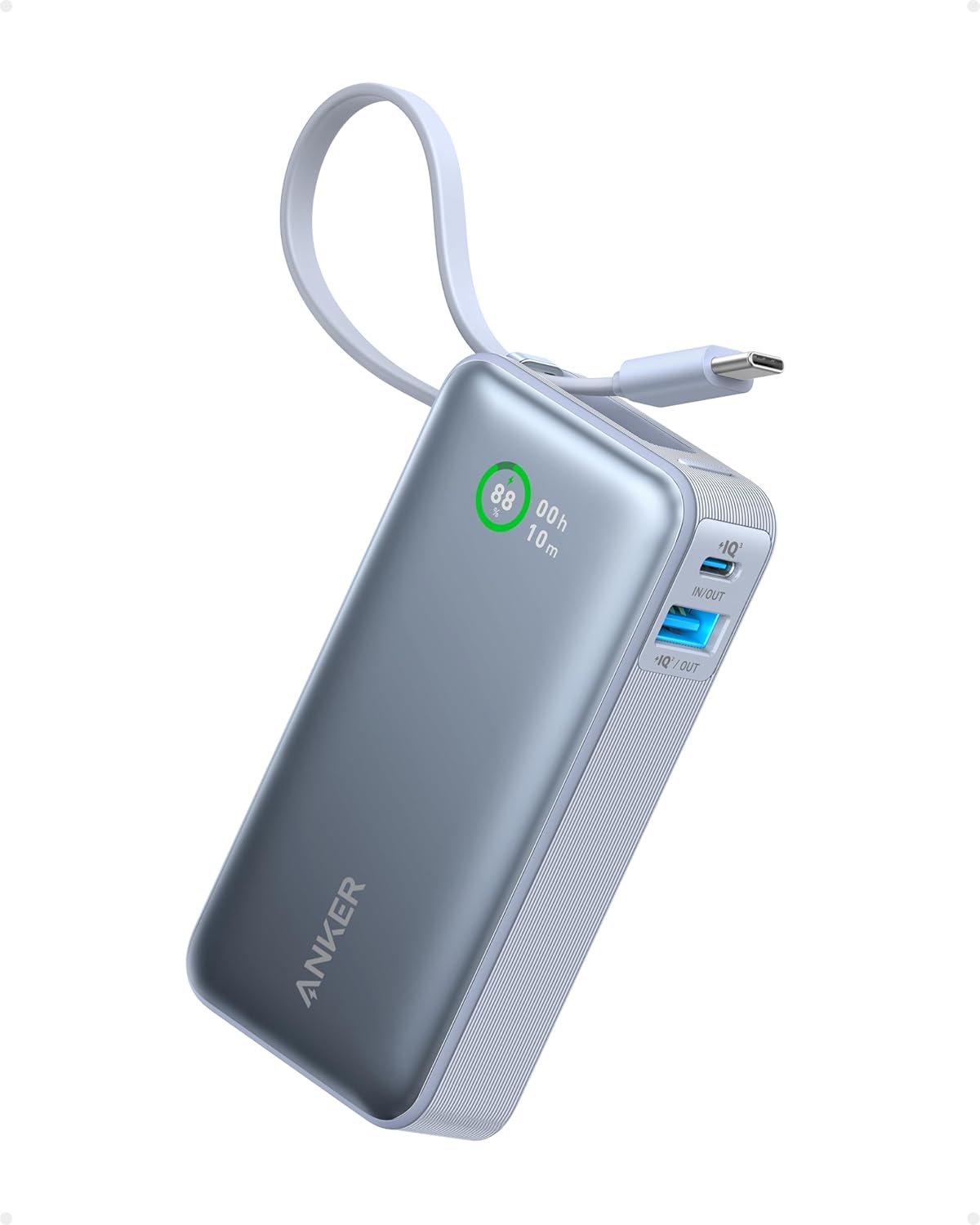 Anker Nano 10,000mAh Power Bank – 30W with Built-In USB-C Cable