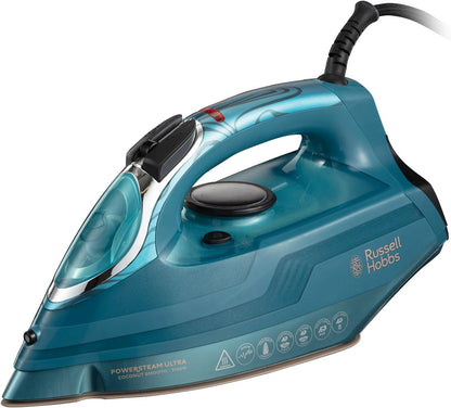 Russell Hobbs Steam Iron [3100W, 210 g/min extra steam boost, 70 g/min steam] Power Steam (350ml, ceramic soleplate, self-cleaning & spray water function, anti-limescale, drip stop) 20630