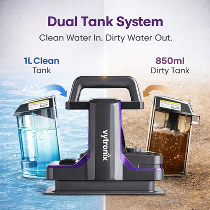 Vytronix SWASH450P Spot & Stain Cleaner for Carpet, Upholstery & Car Seats – Powerful 450W Portable Spot Washer with Self-Clean Function, Dual Tanks, Pet Tool & Long Reach Hose – Compact Stain Remover