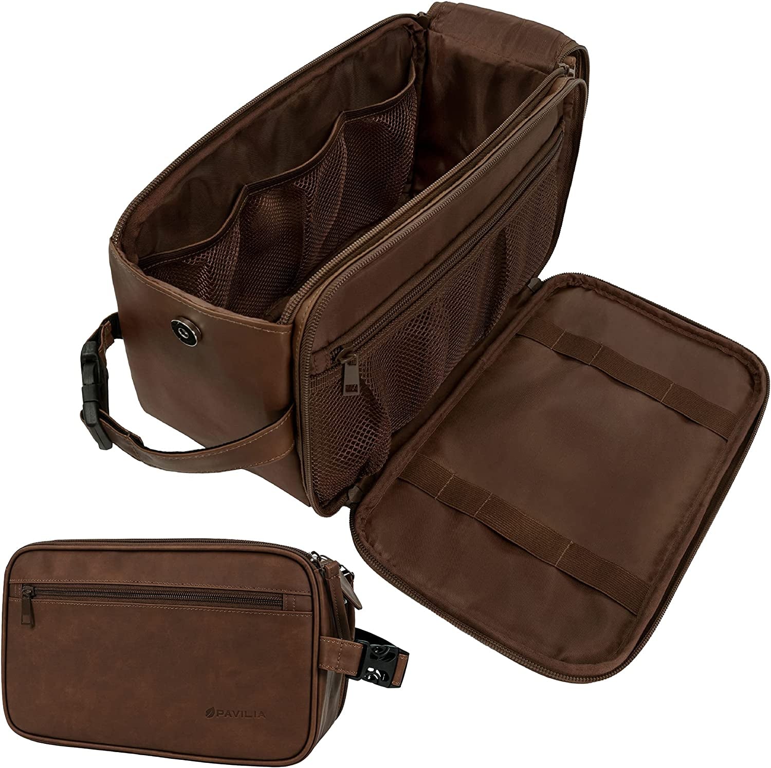 PAVILIA Men's PU Leather Toiletry Bag