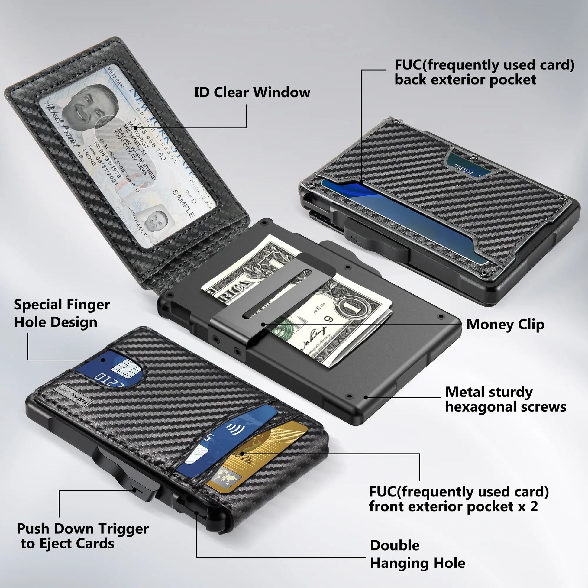 Umoven Wallet for Men - Minimalist Bifold Wallet with RFID Protection