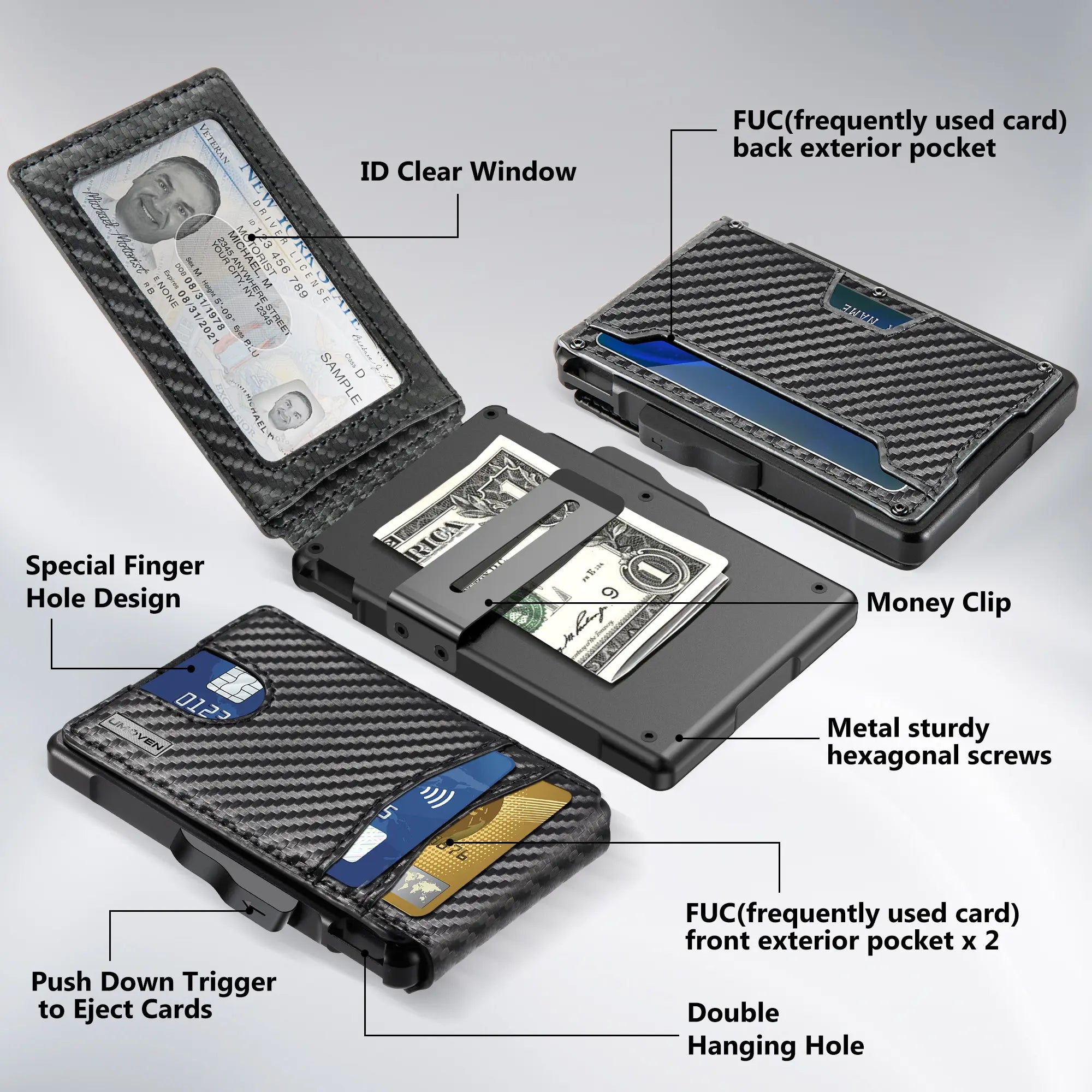 Umoven Wallet for Men - Minimalist Bifold Wallet with RFID Protection