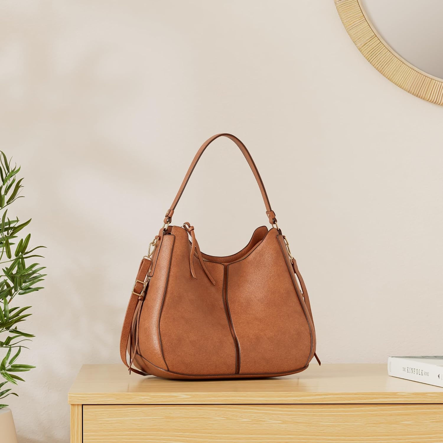 Realer Women's Faux Leather Hobo Crossbody Bag in Large-15.2 Inch