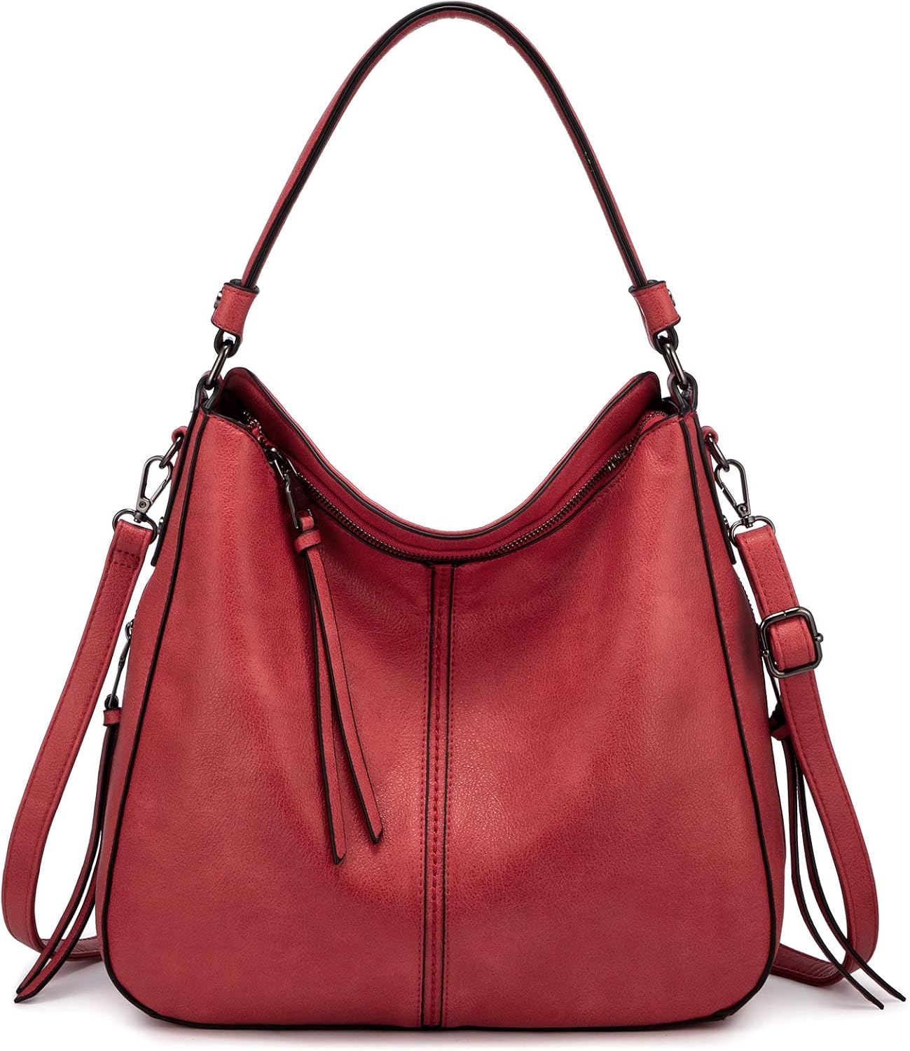 Realer Women's Faux Leather Hobo Crossbody Bag in Medium-12.4 Inch