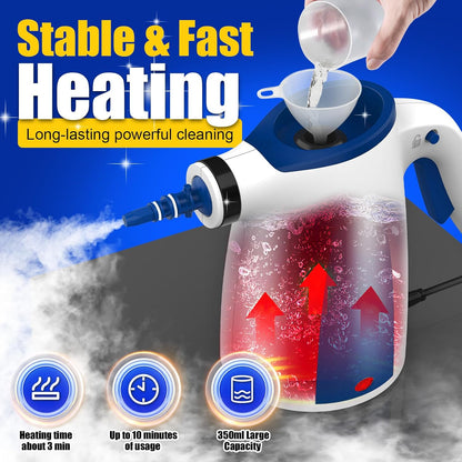 ASSCA Handheld Steam Cleaner, 1050W Portable Pressurised Steam Cleaner with 12-Piece Accessories, Chemical-Free Multi-Purpose Cleaning for Car Interior Detailing, Sofa Upholstery, Kitchen & Bathroom