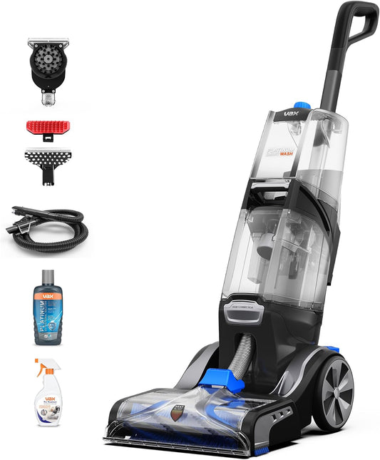 Vax Platinum SmartWash Carpet Cleaner Machine, Rug, Upholstery, Car, Stair Upright Shampooer Washer, Handheld Spot Cleaning, SpinScrub and Wash Tools, Solution, 1200W, 8.5kg, CDCW-SWXS