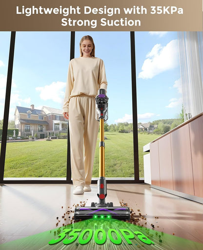 VACTechPro Cordless Vacuum Cleaner, 35KPa/45Mins Stick Vacuum, 6-in-1 Lightweight Powerful Handheld Vacuums with Detachable Battery, Anti-Tangled Upright Vacuum for Pet Hair Carpet Home Stair Car