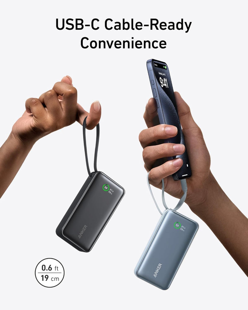 Anker Nano 10,000mAh Power Bank – 30W with Built-In USB-C Cable