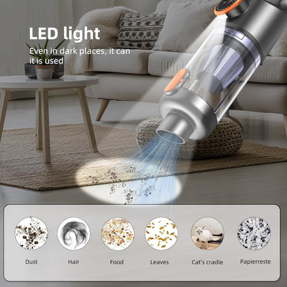 Handheld Vacuum Cleaner, 35000Pa 4-in-1 Car Vacuum Cleaner Cordless Powerful, One-touch Dust Emptying, Brushless Motor, HD Display, LED Light, Hand Held Vacuum Cordless for Home/Office/Car, Orange